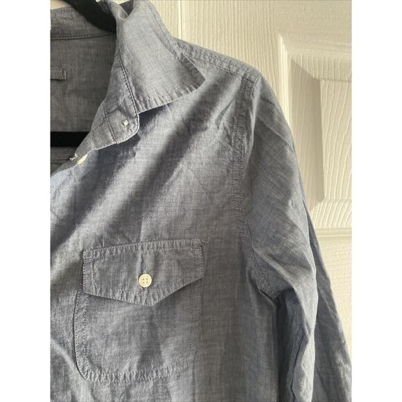 J Crew Women's XS Blue Chambray Pocket Tunic Preppy Coastal Nautical Boat Prep - Picture 3 of 5